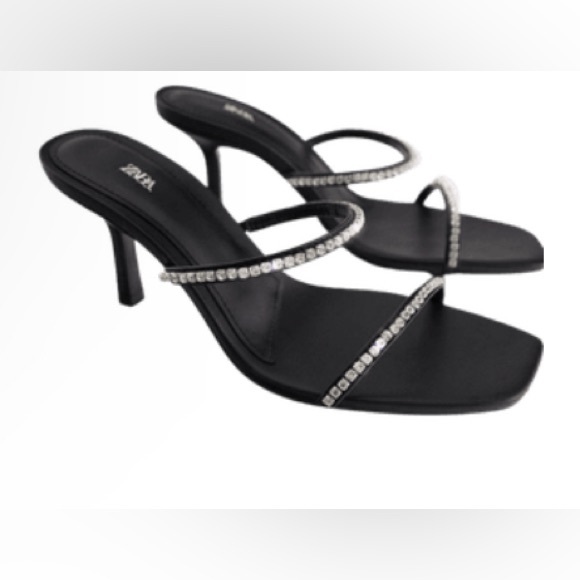ZARA RHINESTONED STRAPPY HEELS SIZE 8 (EU 41) NWT - Picture 2 of 7